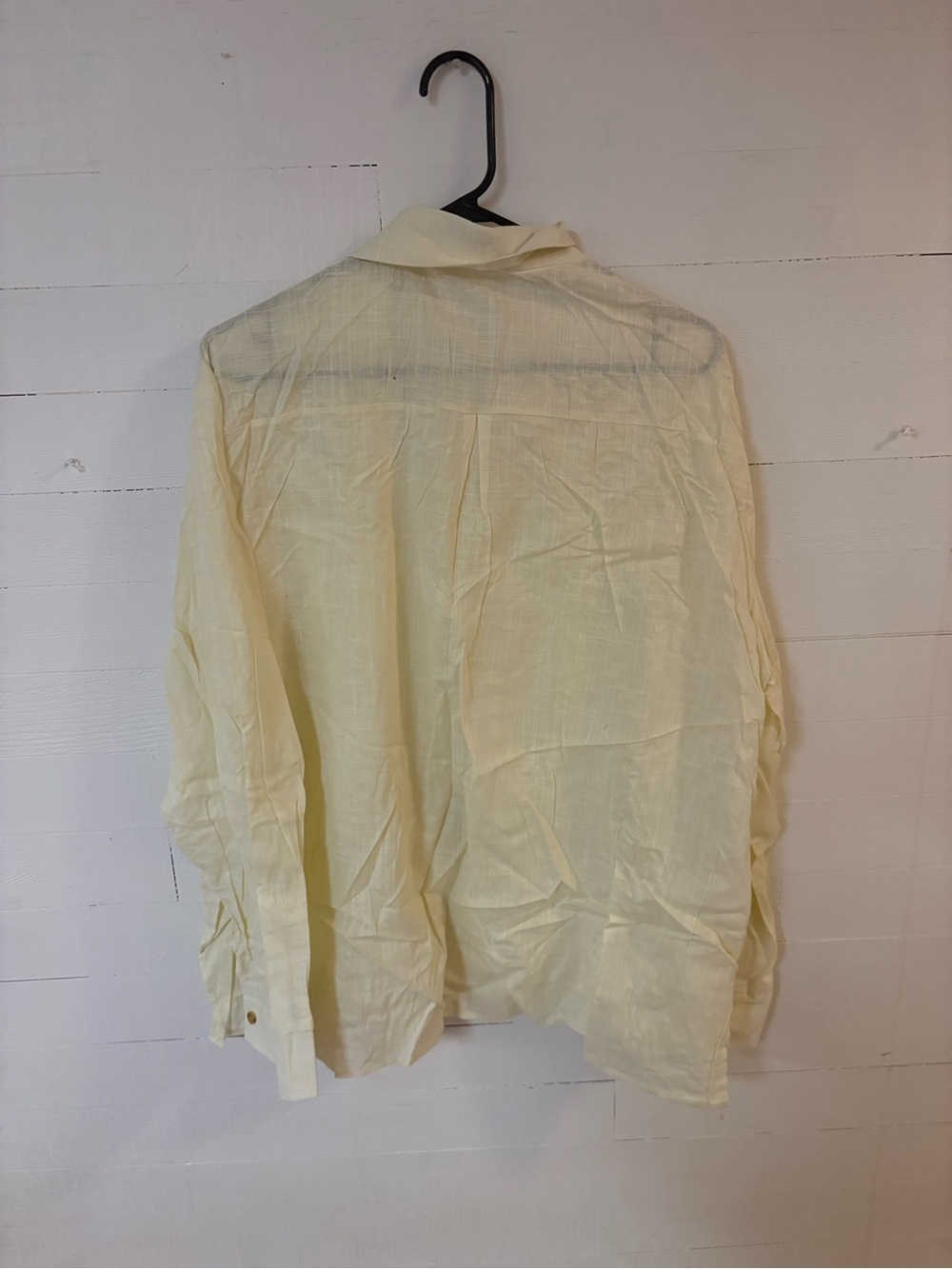 Light Yellow Cotton Button Down Shirt Women’s 5XL - Picture 2 of 5